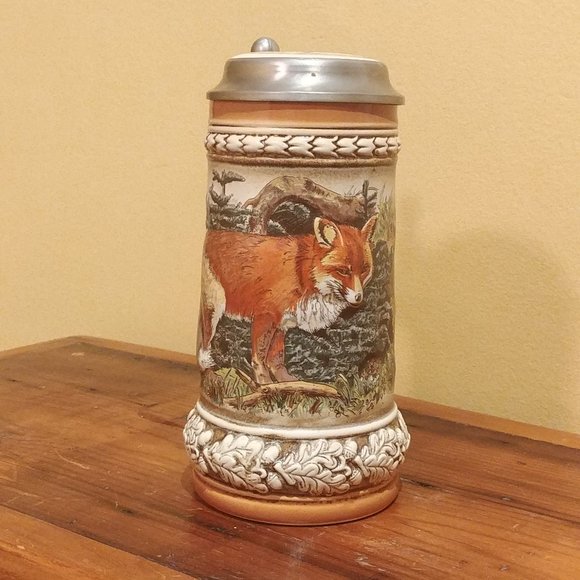 Vintage Gerz German Beer Stein Tankard Mother Mama Fox Baby Fox Kits RARE - Picture 5 of 10